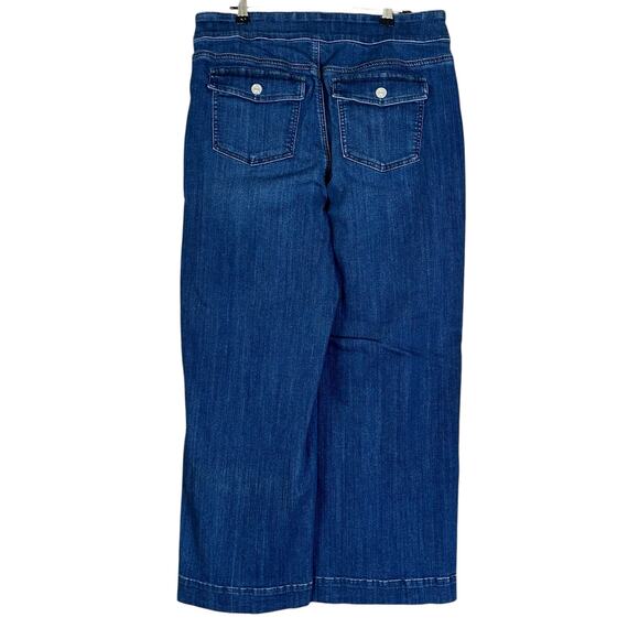Chico's Wide Leg Ankle U.S Sz 10R (1.5) Dark Blue Pull-On Jeans Buttoned Pockets - Picture 4 of 11